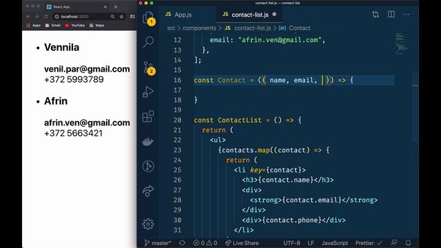 React for beginners: Create react components - ContactList and Contact смотреть онлайн