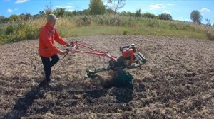 Вспашка мотоблоком плуг ПЦ 1-18 испытания
