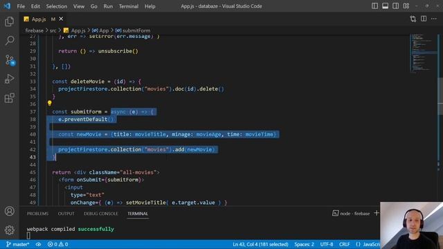 29. React 3 - Databáze firebase - zprovoznění formuláře pro přidání dat do databáze смотреть онлайн