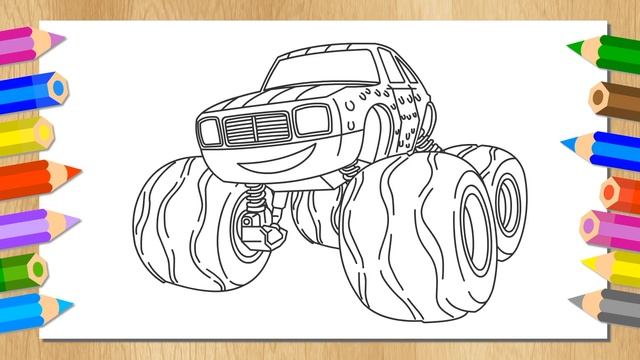 Рисуем Огурчика - Вспыш и чудо-машинки - Мультик - Раскраска - Учим цвета - Coloring pages смотреть онлайн