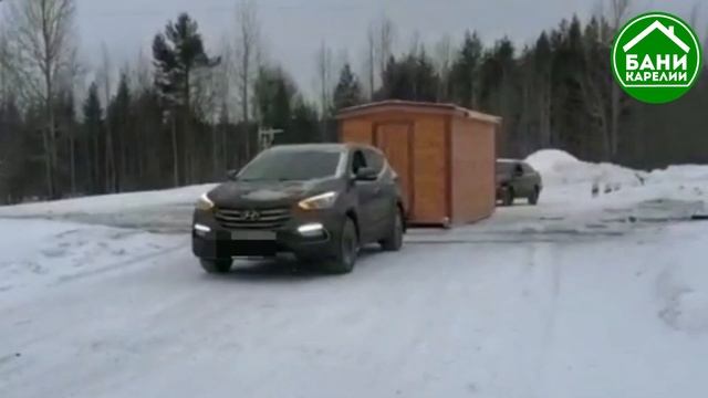 Доставка бани "на санях" по замерзшему льду озера на остров! смотреть онлайн