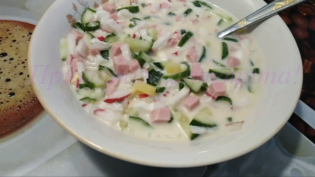 Окрошка на кефире. Рецепт вкуснейшей окрошки смотреть онлайн