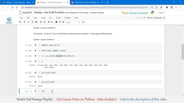 Python Numpy Tutorial - 16 ... Any & All Function смотреть онлайн