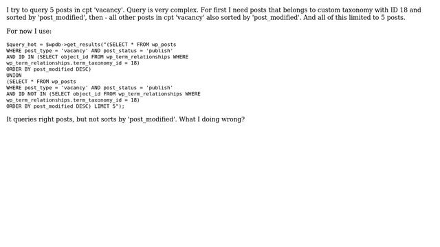 Wordpress: Query posts by custom taxonomy and sort by post_modified смотреть онлайн