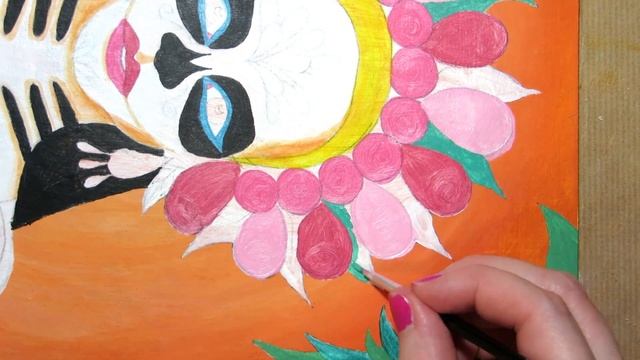 Sugar Skull Girl Acrylic Speed Painting on Cardboard || La Calavera Catrina смотреть онлайн
