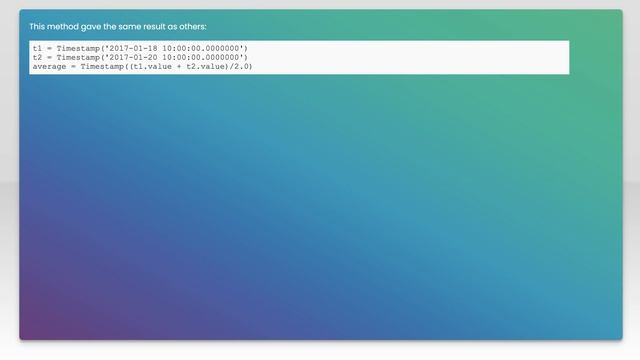 Average of two timestamps in python смотреть онлайн