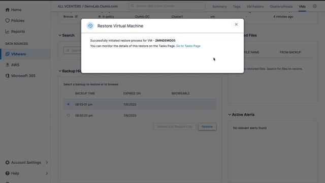 Clumio Rapid Restore On-prem VM - 2 Minute Demo смотреть онлайн