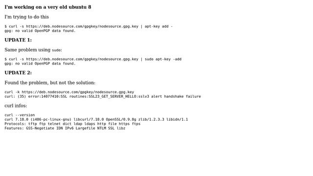 Ubuntu: Unable to import GPG key of node смотреть онлайн