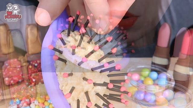 ASMR EDIBLE LIPSTICK CHOCOLATE MAKEUP 먹는 립스틱, 먹는 빗 EDIBLE NAIL BOTTLE, HAIR BRUSH EATING MUKBANG 먹방 смотреть онлайн