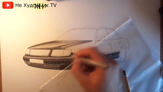 Как нарисовать машину Audi 100 c4 / Рисунок карандашом смотреть онлайн