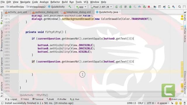 KBC App in Android Studio | Quiz App in Android with SQlite Database | Fifty-Fifty life line Part 2 смотреть онлайн