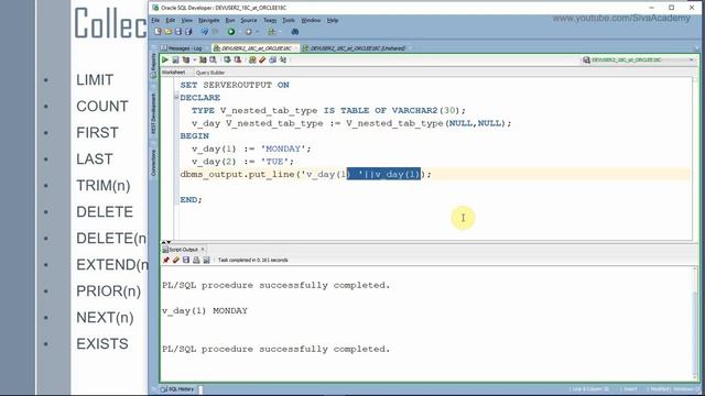 oracle plsql records and collections NESTED Table | collection functions смотреть онлайн