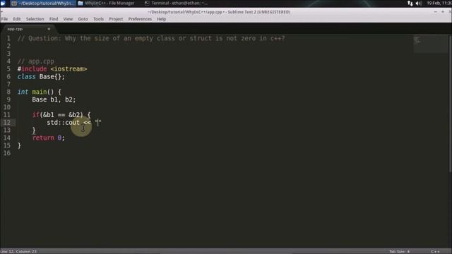 Why Size Of Empty class OR struct Is One In C++? смотреть онлайн