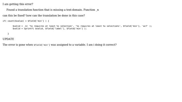 Wordpress: Found a translation function that is missing a text-domain. Function _n смотреть онлайн