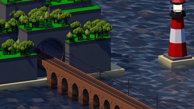 Остров, поезд и маяк - Cinema 4D смотреть онлайн