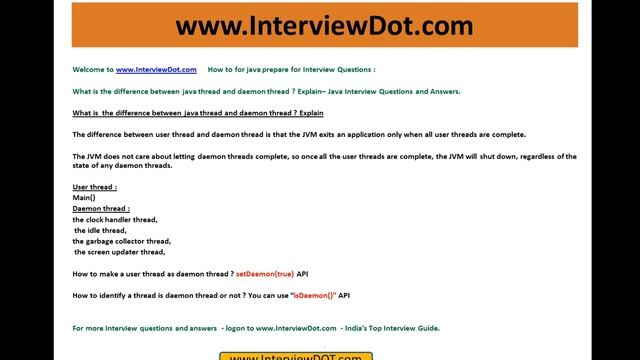 what is the difference between java user thread and daemon thread java interview смотреть онлайн