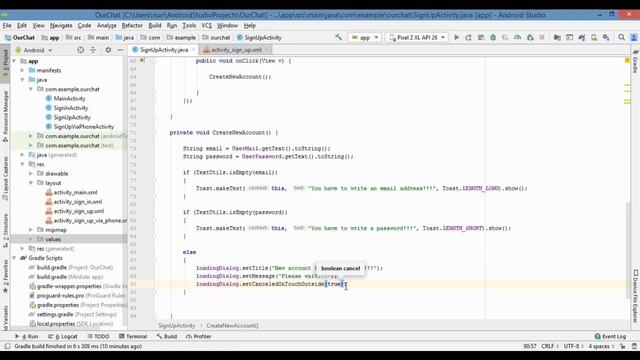5 Sign Up Firebase - Building Whatsapp Telegram Like Chat App by Android Studio