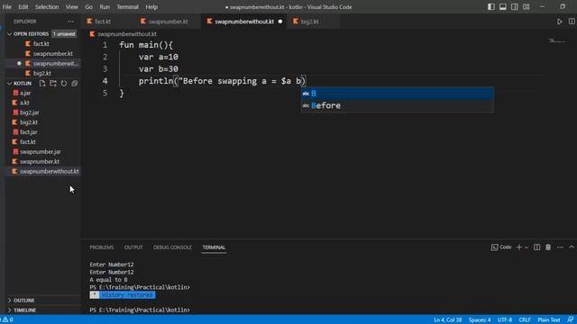 HOW TO SWAP TWO NUMBER WITHOUT USING THIRD VARIABLE | KOTLIN Example | Tamil Software смотреть онлайн
