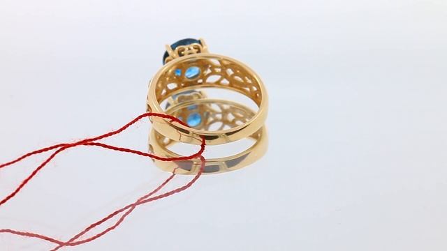 Золотое кольцо с лондон топазом и фианитами арт. 713082