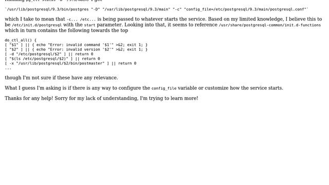 How do I change the config_file location of a postgresql database for "service postgresql start"? смотреть онлайн