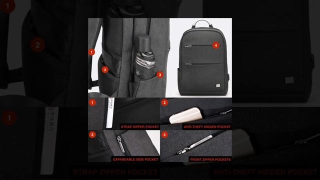 Mark Ryden Pax Series Anti-Theft Water-Resistant 15.6" Compact Laptop Backpack + USB Charging Port смотреть онлайн