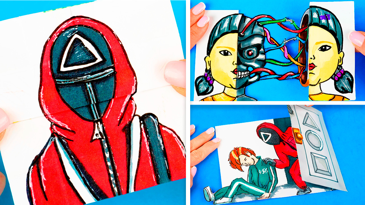 Как нарисовать куклу, надзирателя из игра в кальмара (поделки самоделки) смотреть онлайн