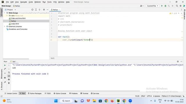 Factorial Program using math function in Python 3.11 | python Tutorial | Python Program смотреть онлайн