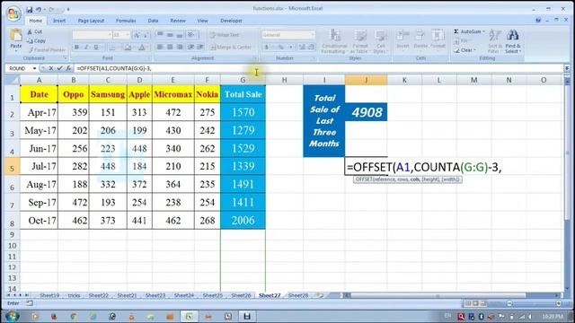 combination of Offset,Counta & Sum function смотреть онлайн
