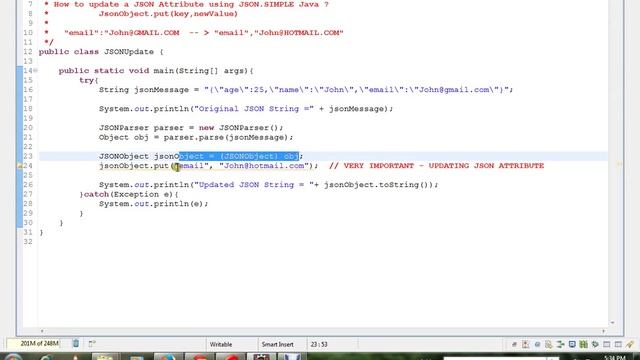 HOW TO UPDATE A JSON ATTRIBUTE USING JSON SIMPLE JAVA смотреть онлайн