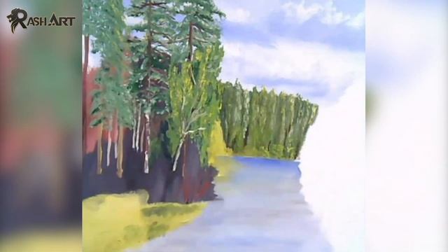 РИСОВАНИЕ АКРИЛОМ - РЕЧКА ПЕЙЗАЖ (RASHART) смотреть онлайн