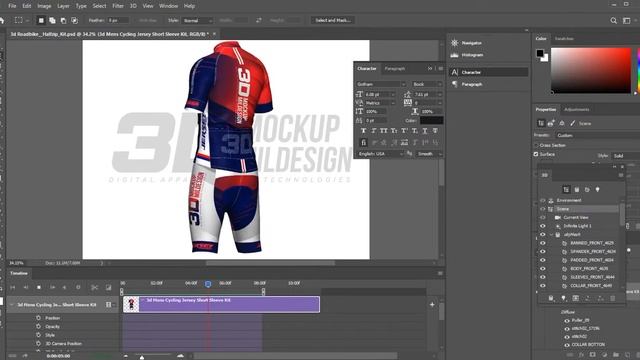 3D Men's Cycling Jersey kit Mockup смотреть онлайн
