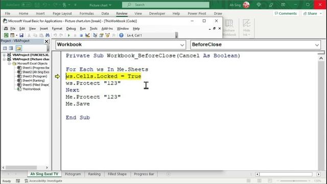 Lock cells and protect all Excel sheets and workbook on close смотреть онлайн