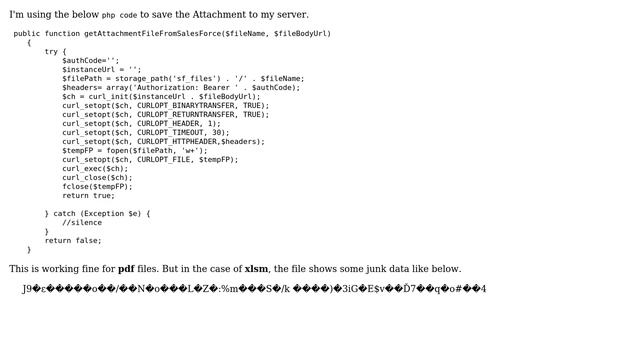 Salesforce: Download Attachment using php is not working for xlsm files смотреть онлайн