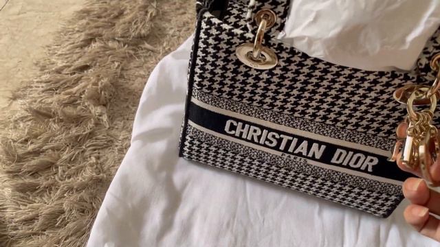 LADY DIOR MEDIUM LADY D-LITE BAG Black and White Houndstooth Embroidery Fashion Diary Adi Surantha