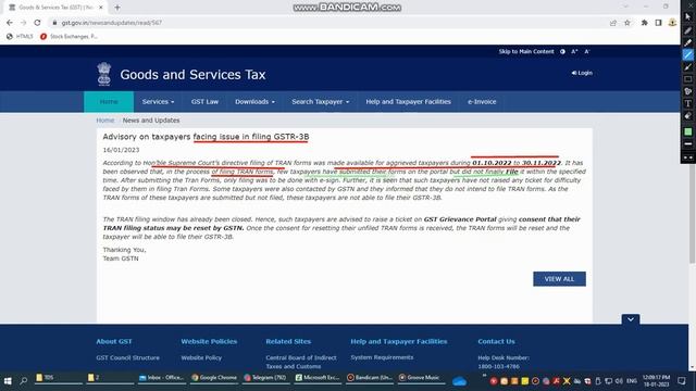 GSTN Advisory on taxpayers facing issue in filing GSTR-3B | TRAN Form filing смотреть онлайн