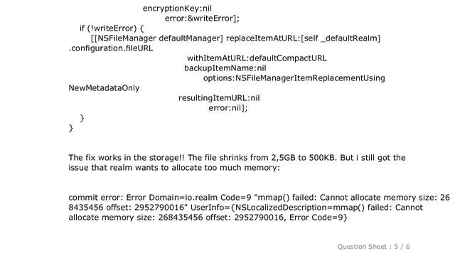 iOS : Realm: mmap() failed: Cannot allocate memory size смотреть онлайн