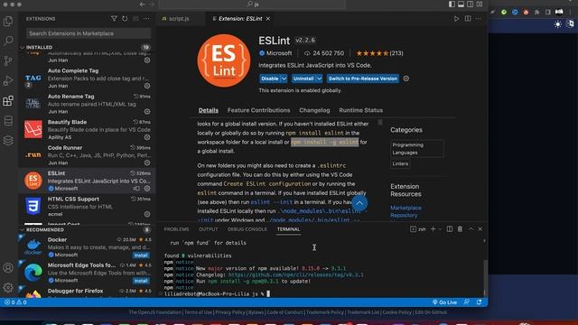 Налаштування розширення ESLINT в vscode. Пошук помилок в коді. Курс JavaScript смотреть онлайн