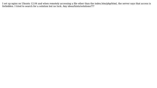 Ubuntu: 403 Error when using nginx to access file other than index.htm смотреть онлайн