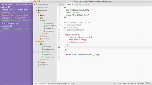 Real-Time Web Apps with Socket.io: Storing Users With ES6 Classes Part I смотреть онлайн
