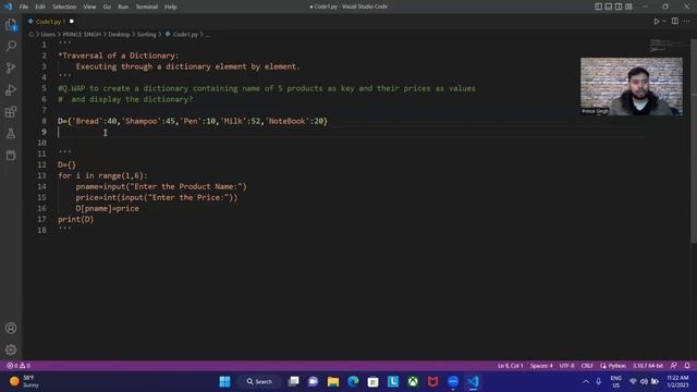 Traversal Of A Dictionary In Python | Element By Element Execution | Python Tutorials For Beginner смотреть онлайн