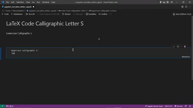 Jupyter Notebook | Markdown | LaTeX | How to Add A Calligraphic Letter S Using LaTeX Code смотреть онлайн