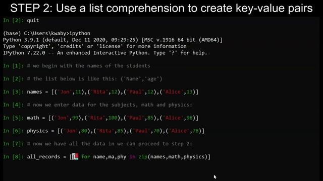 Combine several Python lists into a list of key-value pairs смотреть онлайн