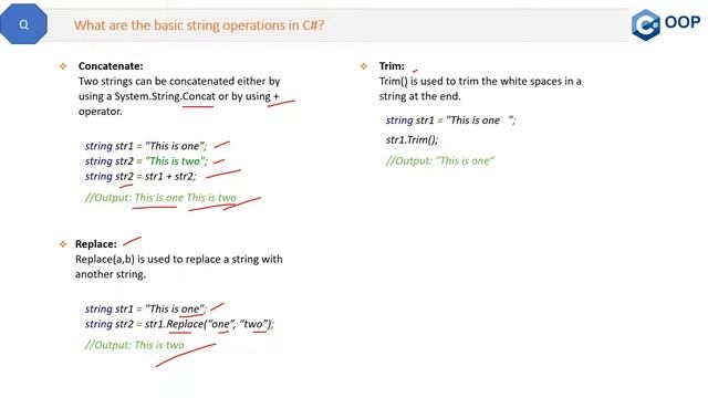 What are the basic string operations in C# ? смотреть онлайн