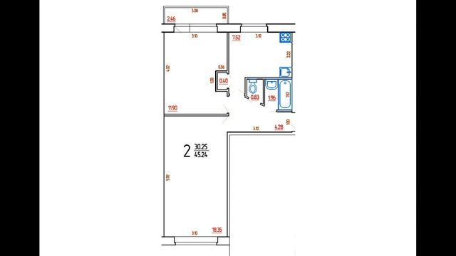 2-комнатная квартира, серия 1-467, хрущевка, линейная распашонка, план с точными размерами стен. смотреть онлайн
