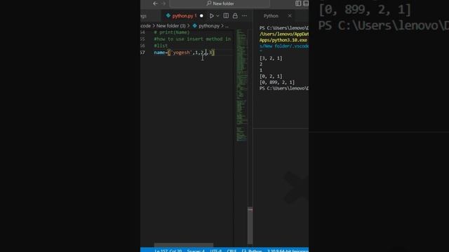 how to use insert method in list python | python coding смотреть онлайн