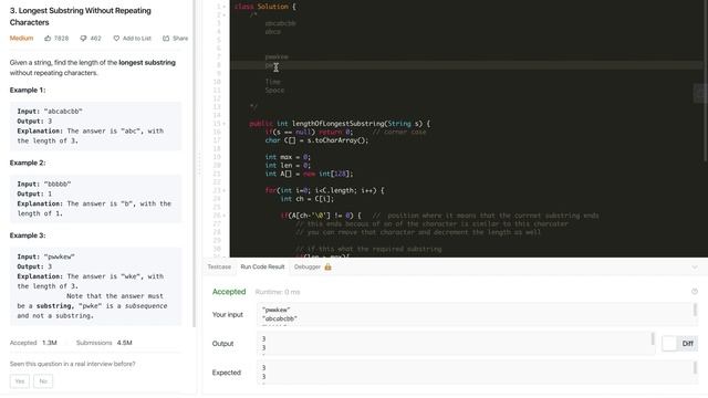 Longest Substring Without Repeating Characters | Leetcode | Explanation | Java смотреть онлайн