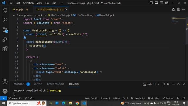 Part-57: useState() method with string in react js. смотреть онлайн
