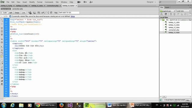 Bài 4: Kết hợp PHP & MySQL - Thư viện PDO (bài tập 4.4 danh sách tin tức) смотреть онлайн