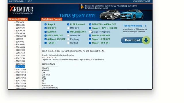 XRemover Chip Tuning File Software.