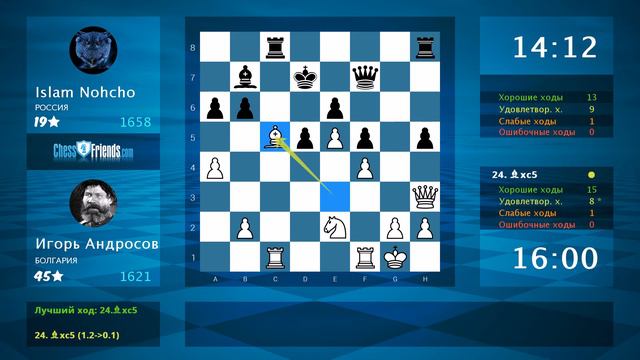 Chess Game Analysis: Игорь Андросов - Islam Nohcho : 1-0 (By ChessFriends.com) смотреть онлайн